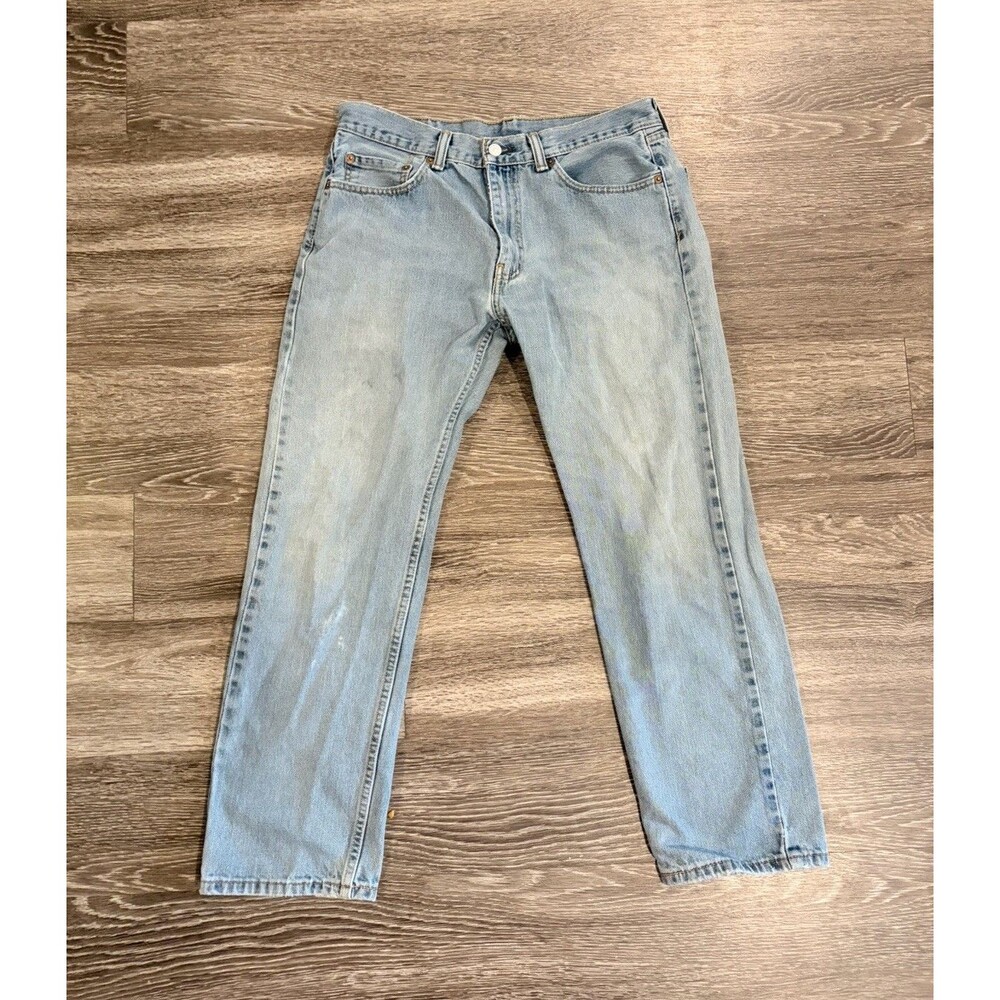 Levi’s 505 Men’s Light Wash Blue Denim Straight Leg Jeans Cotton Mid Rise 33x30
